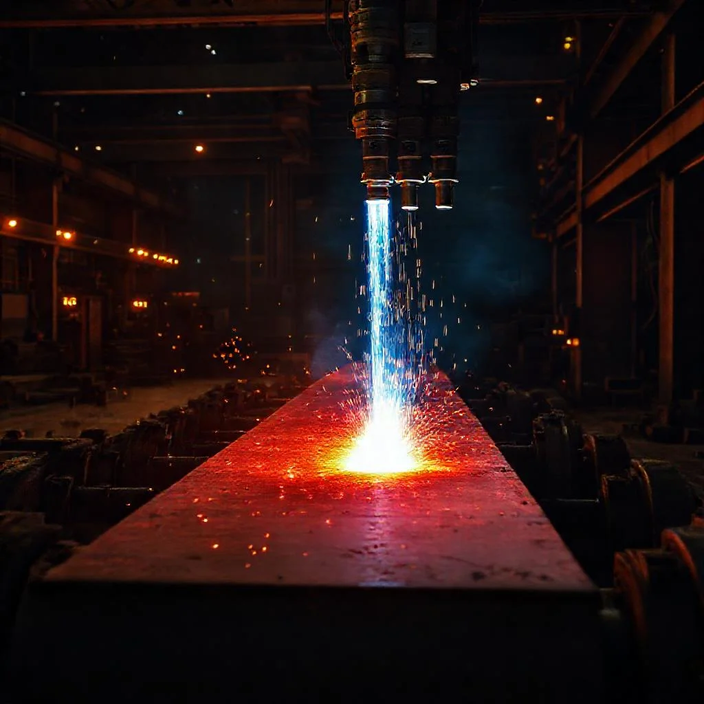 Фото по теме: Процесс газовой резки непрерывного слитка на мерные длины